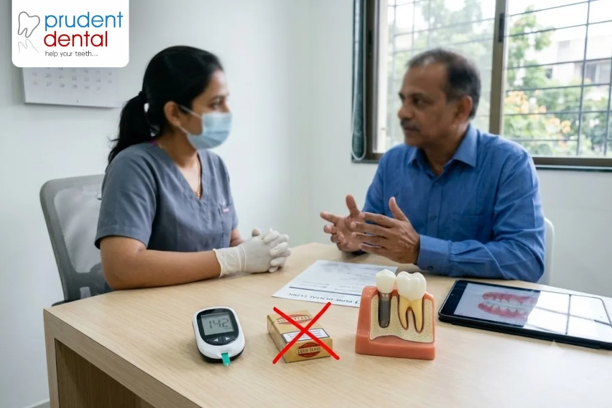 Stock photo of a dentist reviewing a patient's medical history before planning treatment in a modern dental clinic