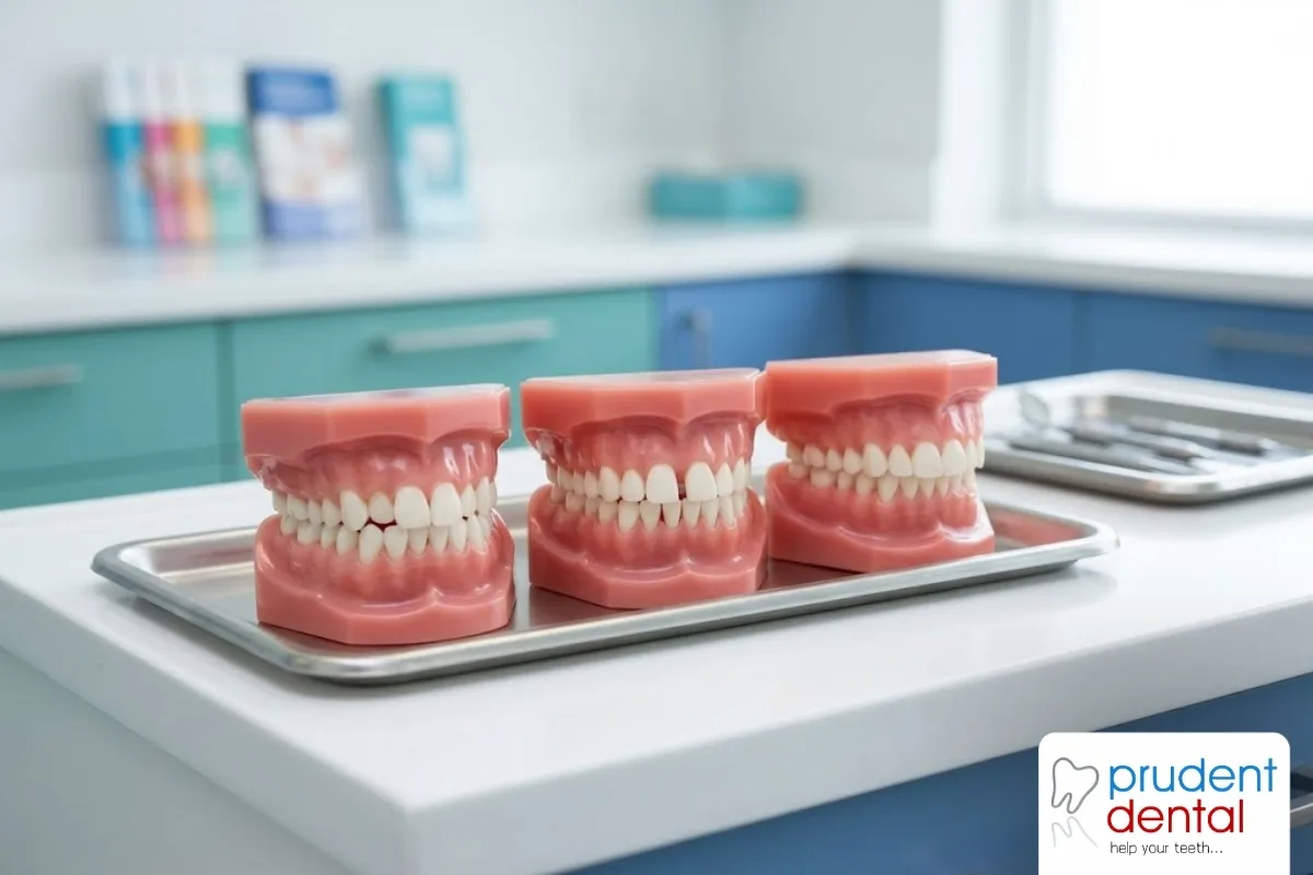 Dentist examining a patient's bite and teeth alignment during a check-up at a dental clinic