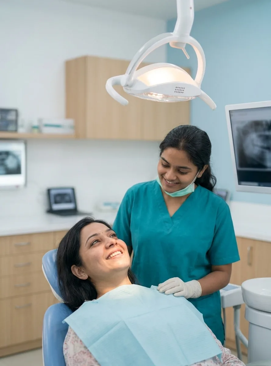 Patient receiving gentle dental care